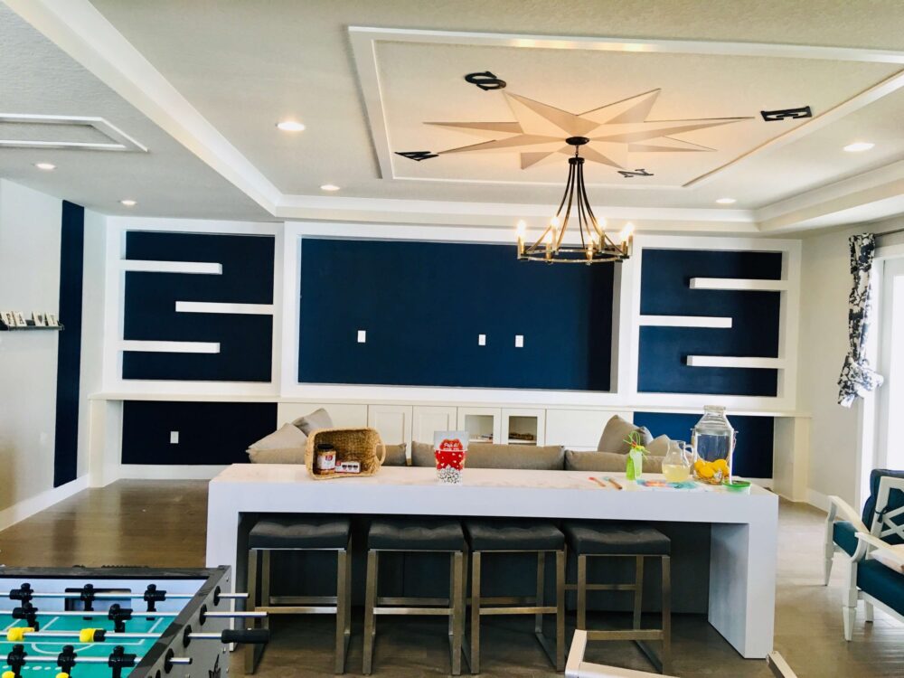 After painting a wall with shelves in it